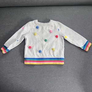 Mini Boden Pom Pom Rainbow Badminton Print Sweatshirt - 4T